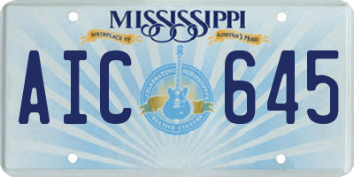 MS license plate AIC645