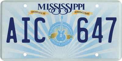 MS license plate AIC647