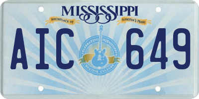 MS license plate AIC649
