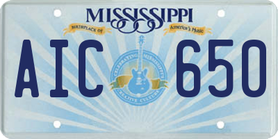MS license plate AIC650