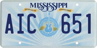 MS license plate AIC651