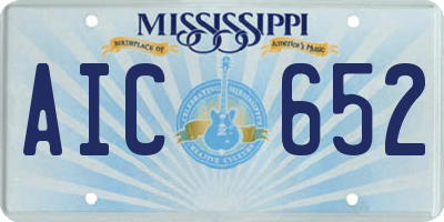 MS license plate AIC652