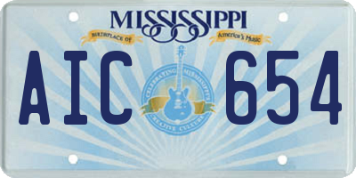 MS license plate AIC654