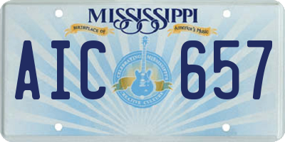 MS license plate AIC657