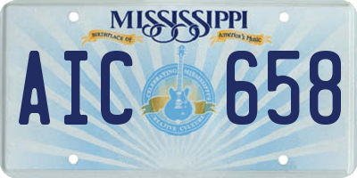 MS license plate AIC658
