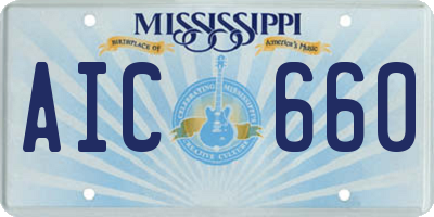 MS license plate AIC660