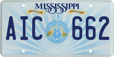 MS license plate AIC662