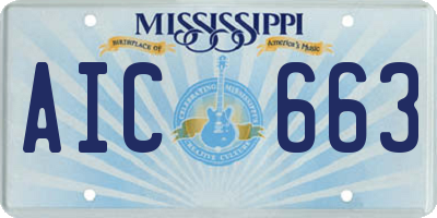 MS license plate AIC663