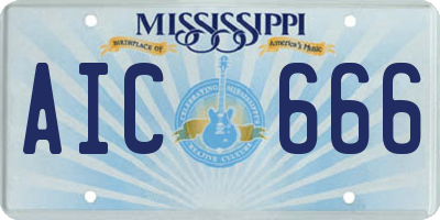 MS license plate AIC666