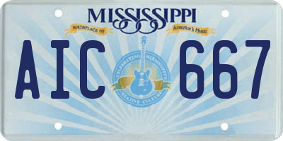 MS license plate AIC667