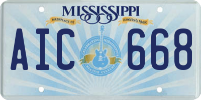 MS license plate AIC668