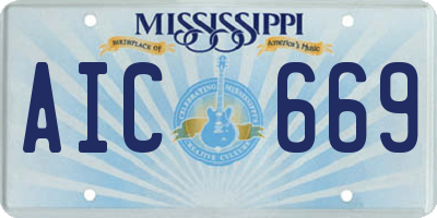 MS license plate AIC669