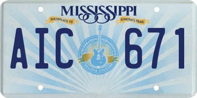 MS license plate AIC671