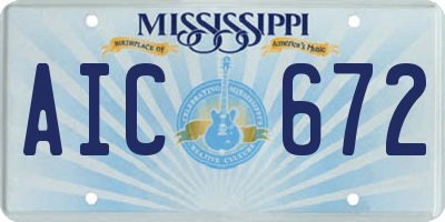 MS license plate AIC672