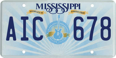 MS license plate AIC678