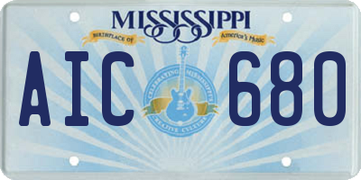 MS license plate AIC680