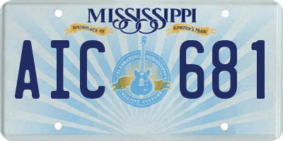 MS license plate AIC681