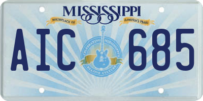 MS license plate AIC685