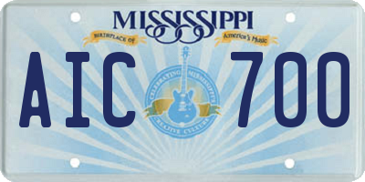 MS license plate AIC700