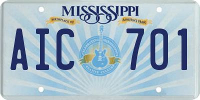 MS license plate AIC701