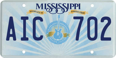 MS license plate AIC702