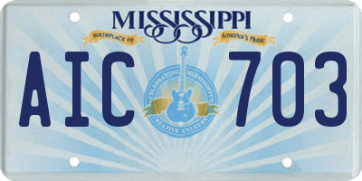 MS license plate AIC703