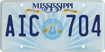 MS license plate AIC704