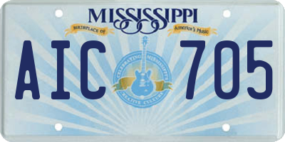 MS license plate AIC705