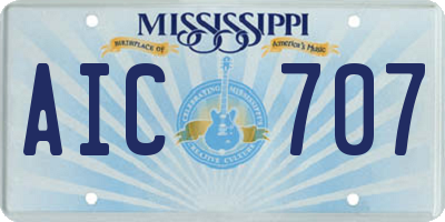 MS license plate AIC707