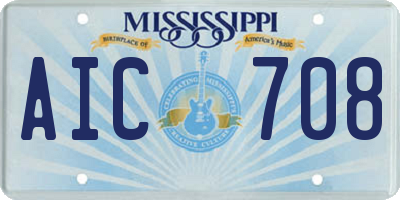 MS license plate AIC708