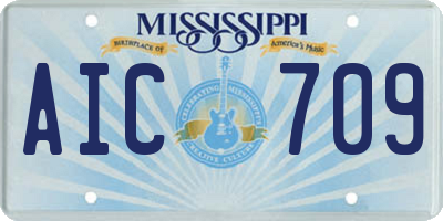 MS license plate AIC709