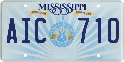 MS license plate AIC710