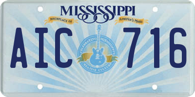 MS license plate AIC716