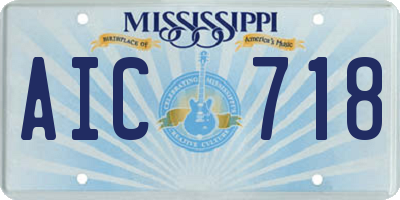 MS license plate AIC718