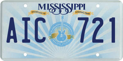 MS license plate AIC721