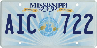 MS license plate AIC722