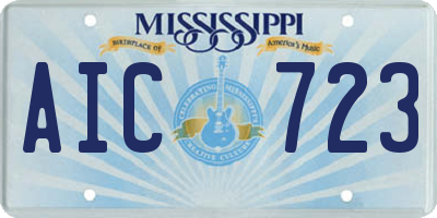 MS license plate AIC723