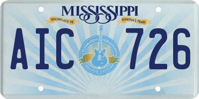 MS license plate AIC726