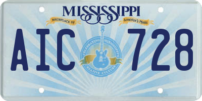 MS license plate AIC728