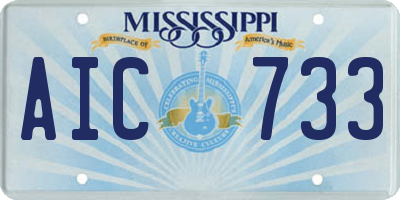 MS license plate AIC733