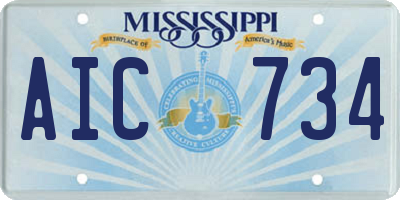 MS license plate AIC734