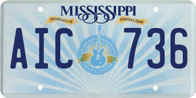 MS license plate AIC736