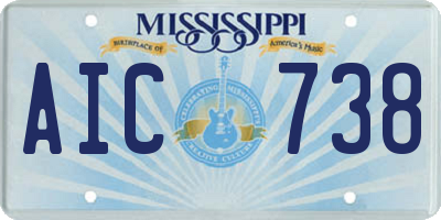 MS license plate AIC738