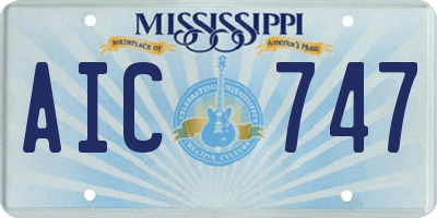 MS license plate AIC747