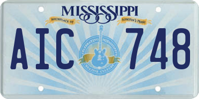 MS license plate AIC748