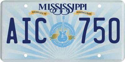 MS license plate AIC750
