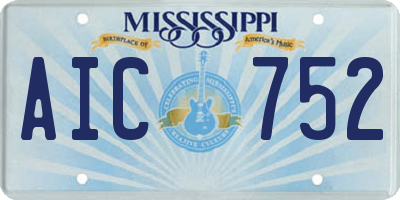 MS license plate AIC752