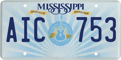 MS license plate AIC753