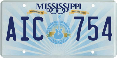 MS license plate AIC754