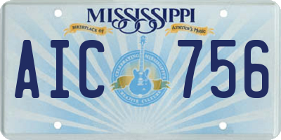 MS license plate AIC756